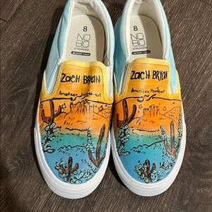 No Boundaries Slip-On Sneakers-Hand Painted Zach Bryan, one of a kind